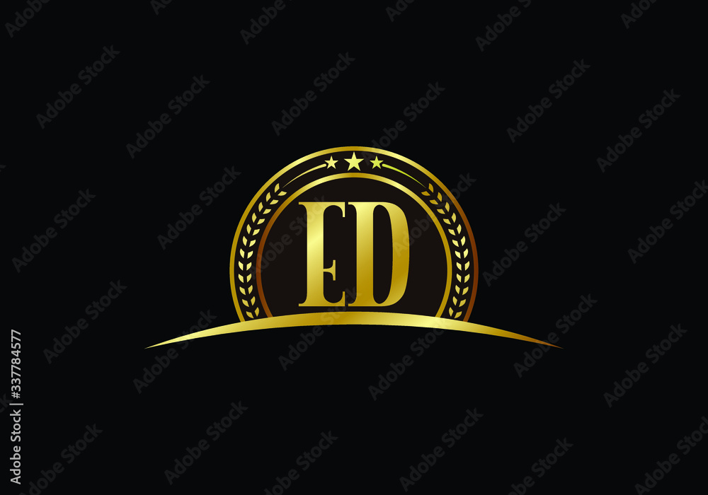 Naklejka premium Elegant golden logo with initial letters ED perfect for luxury branding design