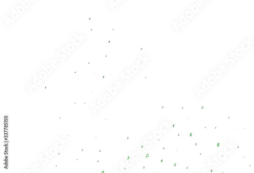Light Green vector backdrop with music notes. © Dmitry