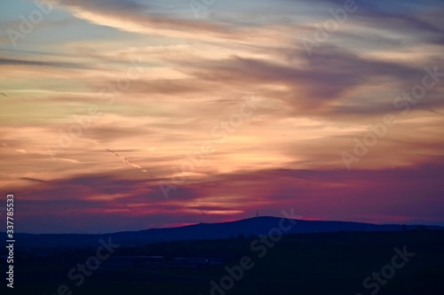 Evening walk at sunset in the Czech Republic. 