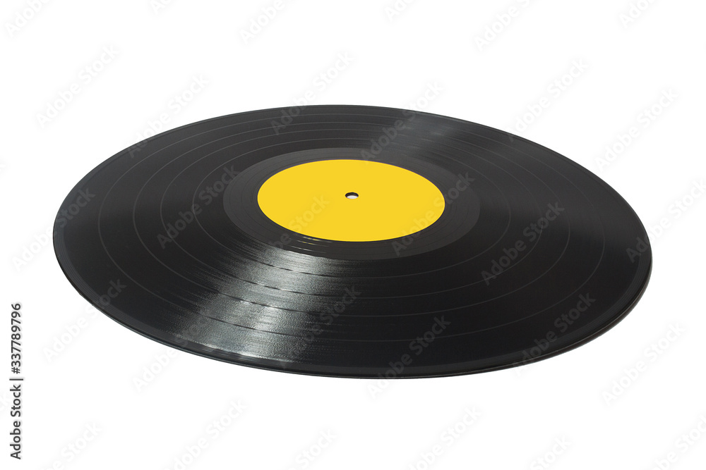 vinyl disc image black with yellow center vinyl disc image black with yellow center