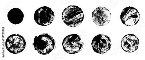 Grunge stamps collection, circles. Black banners, frames, insignias , logos, labels badges set handmade shapes. Vector