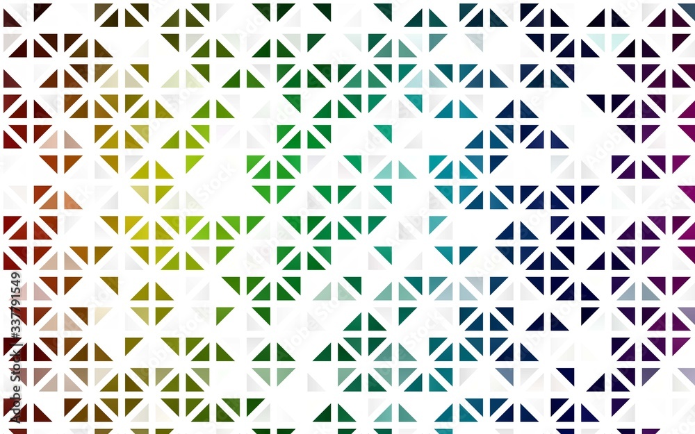 Light Multicolor, Rainbow vector seamless texture in triangular style. Illustration with set of colorful triangles. Template for business cards, websites.