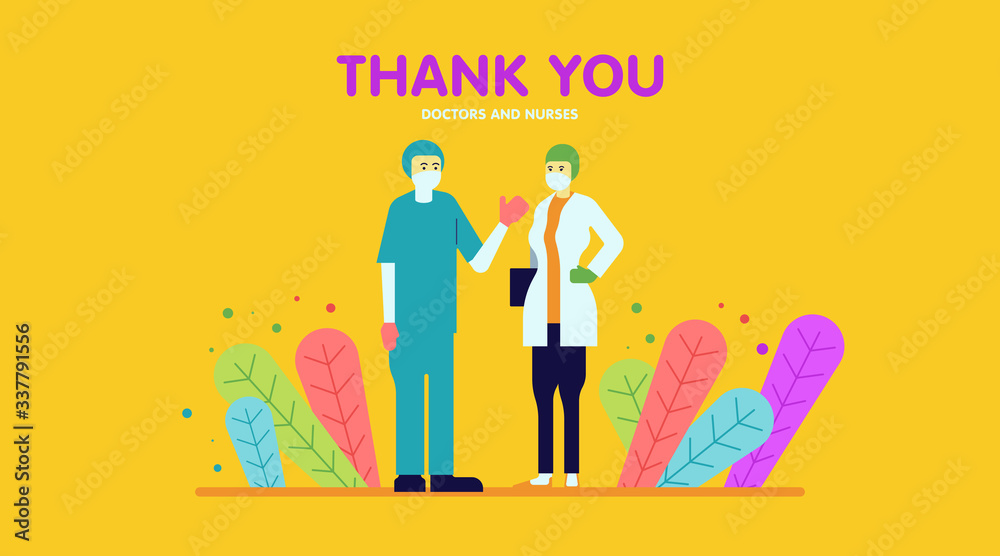 Thank you doctors and nurses illustration vector Stock Vector | Adobe Stock