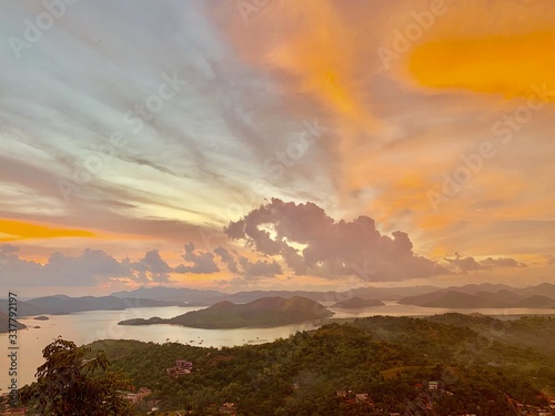 Beautiful red clouds sunset in Coron