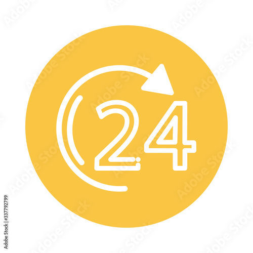 open around the clock, 24 hours block and flat style icon