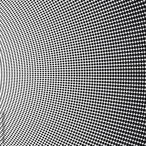 Abstract monochrome halftone pattern. Futuristic panel. Grunge dotted backdrop with circles, dots, point. Design element for web banners, posters, cards, wallpapers, sites. Black and white color