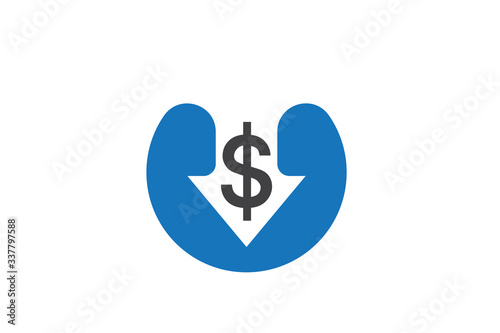 Upcoming financial crisis icon vector, money crisis icon blue version