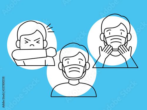 men using face mask for 2019 ncov vector illustration design