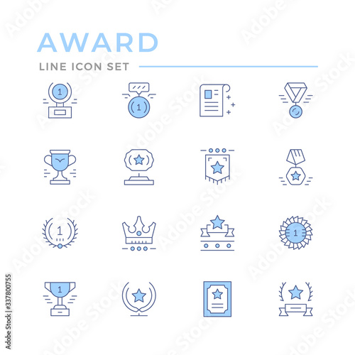 Set color line icons of award