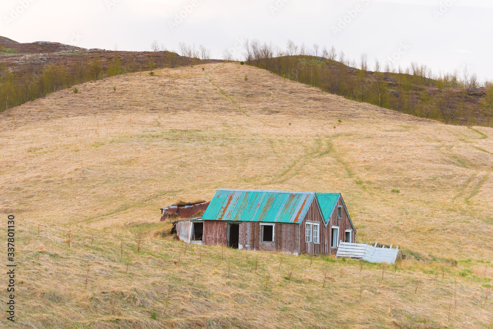 Iceland abandoned house in the mountains