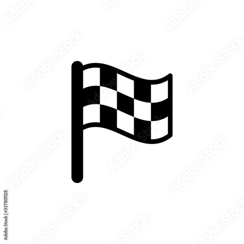 Checkered flag glyph icon and pennant symbol