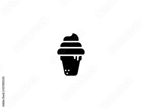 Soft ice cream vector flat icon. Isolated waffle ice cream emoji illustration