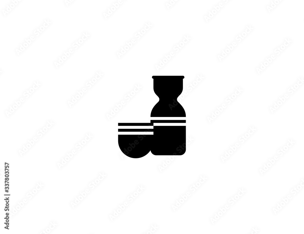 Sake drink vector flat icon. Isolated sake asian, Japanese drink bottle and cup emoji illustration Sake drink vector flat icon. Isolated sake asian, Japanese drink bottle and cup emoji illustration