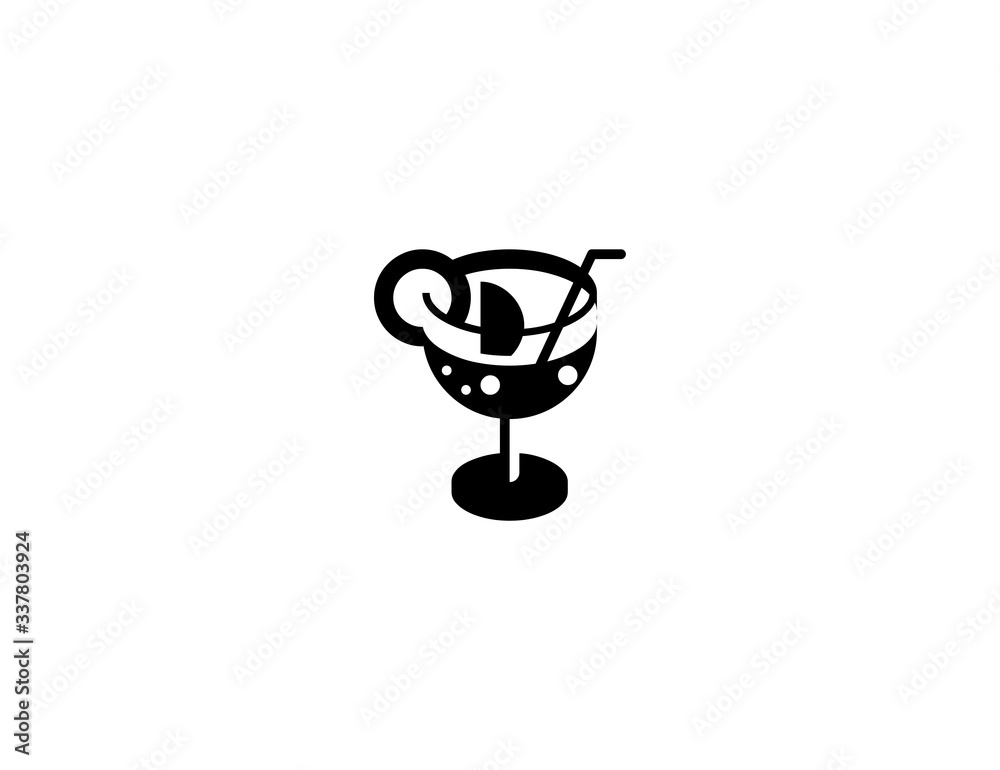 Obraz premium Tropical drink vector flat icon. Isolated orange juice, cocktail emoji illustration