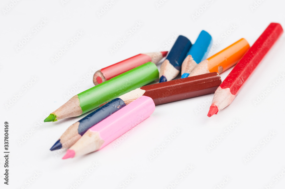 Fototapeta premium Colour pencils isolated on white background.Copy space