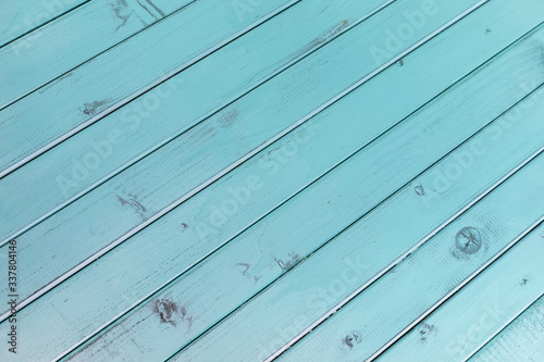 Light blue wood Board surface texture, wood Board background with a copy of the space. Table made of turquoise boards.