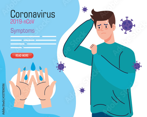 coronavirus 2019 ncov infographic with man sick vector illustration design
