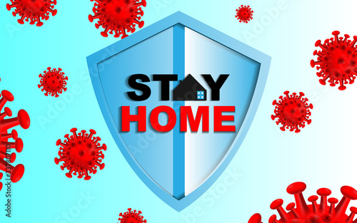 Stay at home quarantine coronavirus epidemic. COVID 19 protection campaign and coronavirus prevention for poster and social media. Lettering typography design for self protection awareness