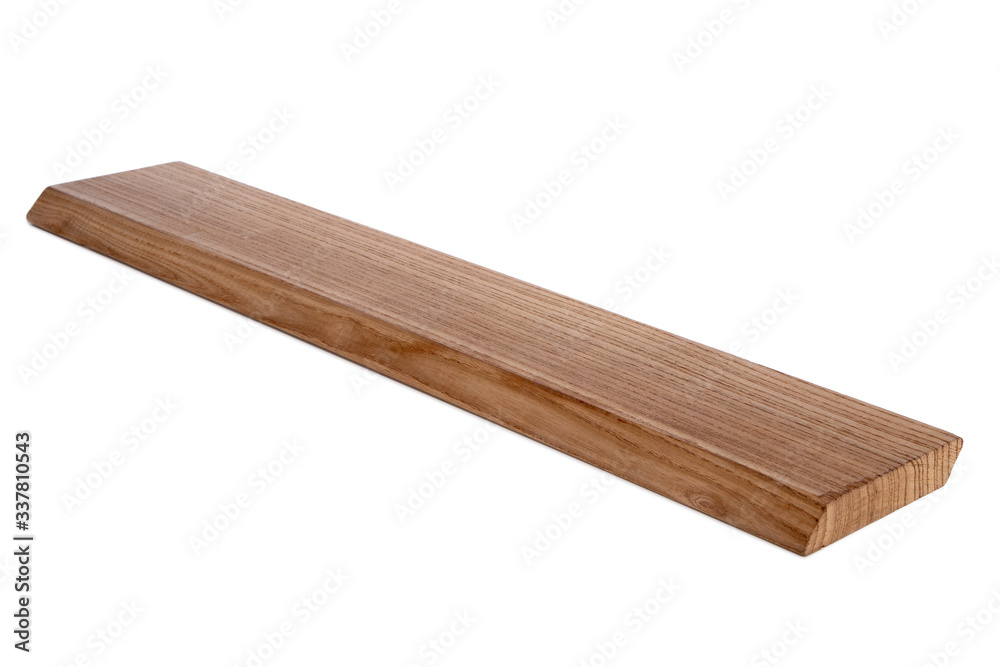 Plank made of thermal wood on a white background