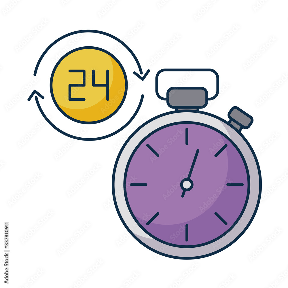 open around the clock, 24 hours on white background open around the clock, 24 hours on white background
