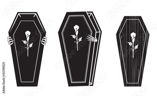 Creepy Coffin Halloween Vector Icon Set 2
