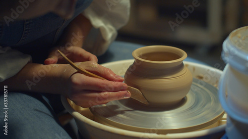 Difficult work with clay. Potter's Instruments