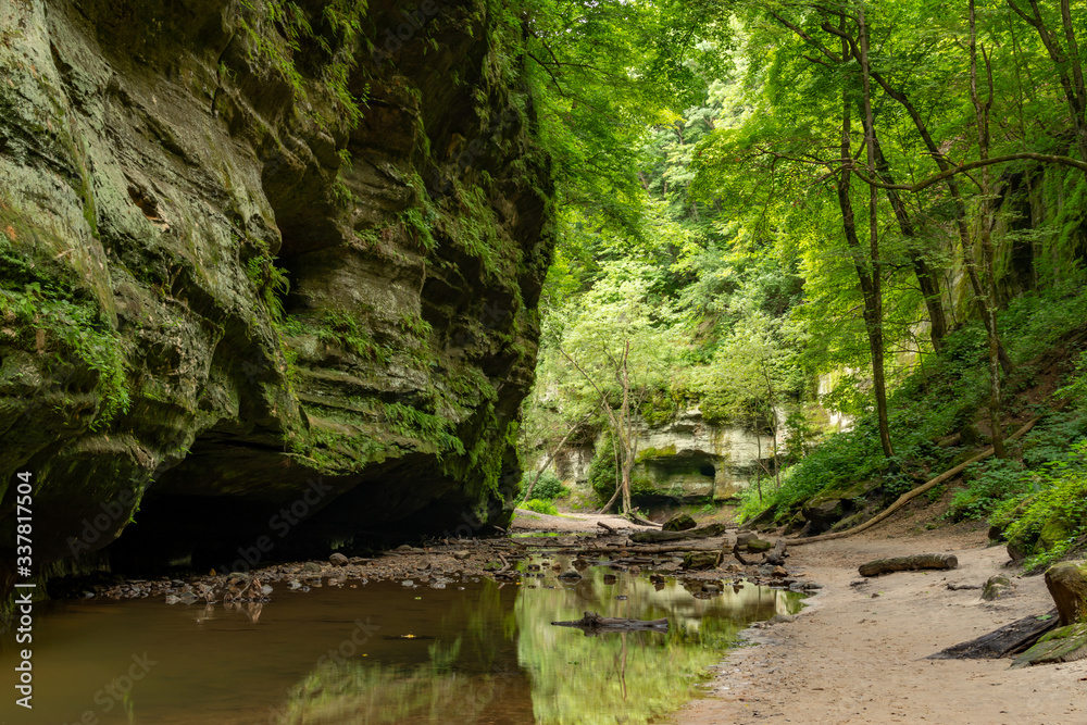 Exploring the canyons in the Lower Dells at Matthiessen State Park, Illinois. Exploring the canyons in the Lower Dells at Matthiessen State Park, Illinois.