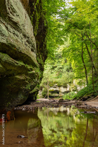 Exploring the canyons in the Lower Dells at Matthiessen State Park, Illinois.