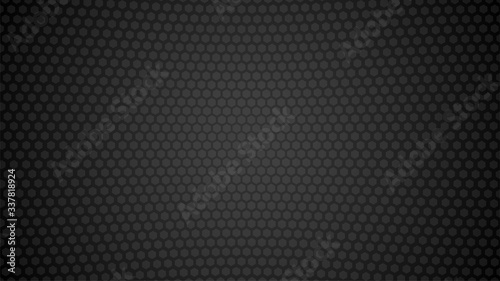 Black Hexagon Background. Dark gradient backdrop. Hexagonal pattern. Stock vector illustration. Black polygon texture. Gray abstract template