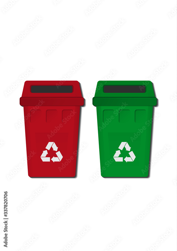 Set of bright trash containers. Separate collection of garbage and waste. The concept of environment, ecology. Icons for your design. Vector Set of bright trash containers. Separate collection of garbage and waste. The concept of environment, ecology. Icons for your design. Vector