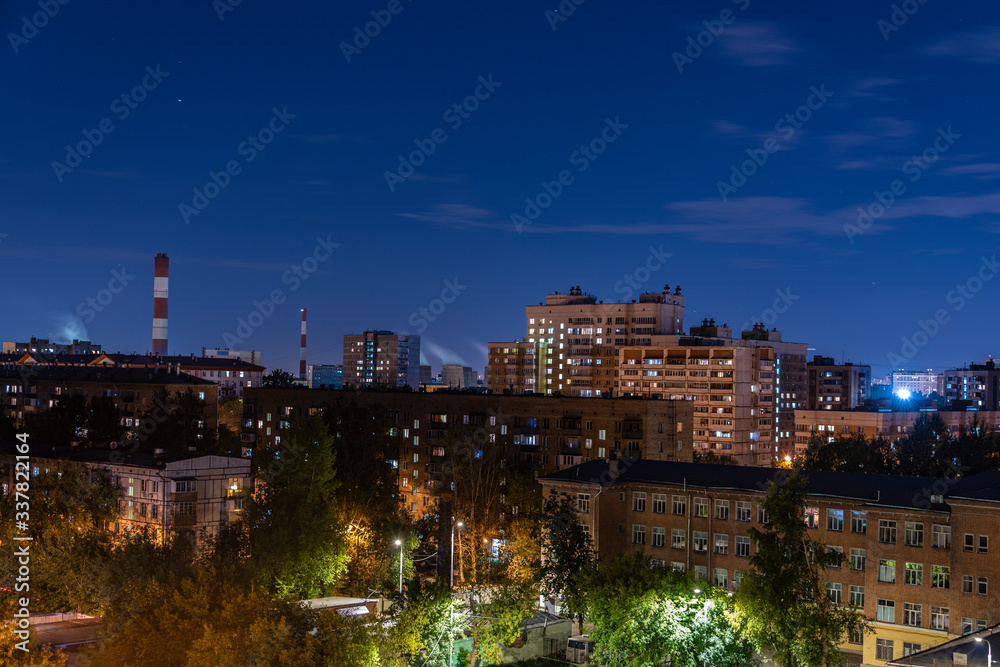 Panoramic view of night cityscape
