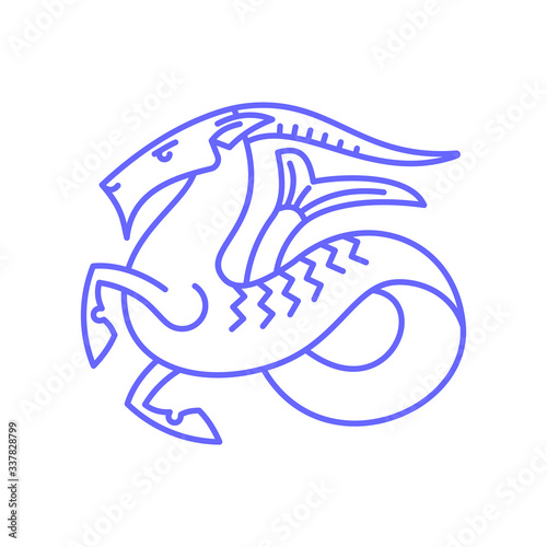 Capricornus star sign Capricorn astrological symbol, logo, emblem. Thin line geometric illustration. Outline zodiac symbol Ibex vector concept