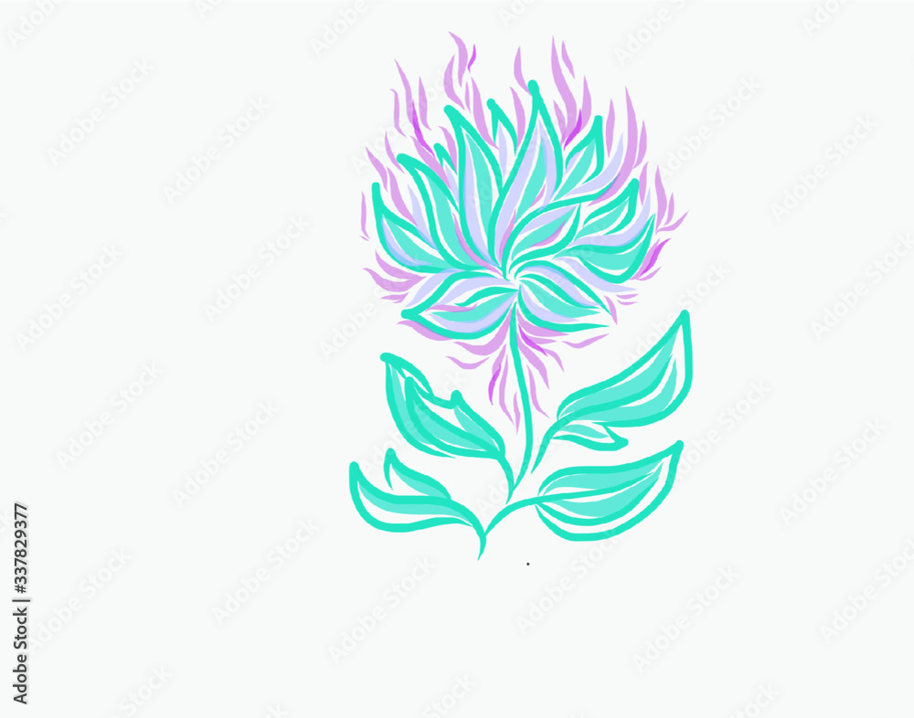 abstract floral blue lotus doodle background