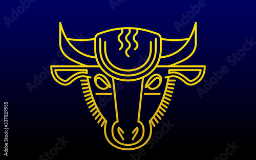 Taurus star sign Bull astrological symbol, logo, emblem. Geometric Thin line illustration. Outline vector zodiac symbol Confident strength concept