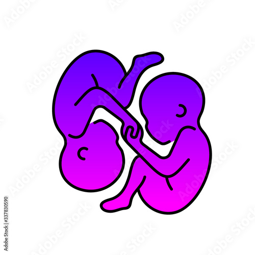 Gemini star sign Twins astrological symbol, logo, emblem. Thin line geometric illustration. Outline zodiac symbol Sisters brothers vector concept
