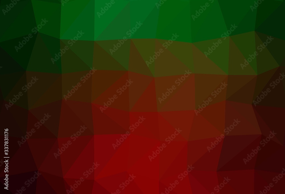 Dark Green, Red vector abstract polygonal cover. Dark Green, Red vector abstract polygonal cover.