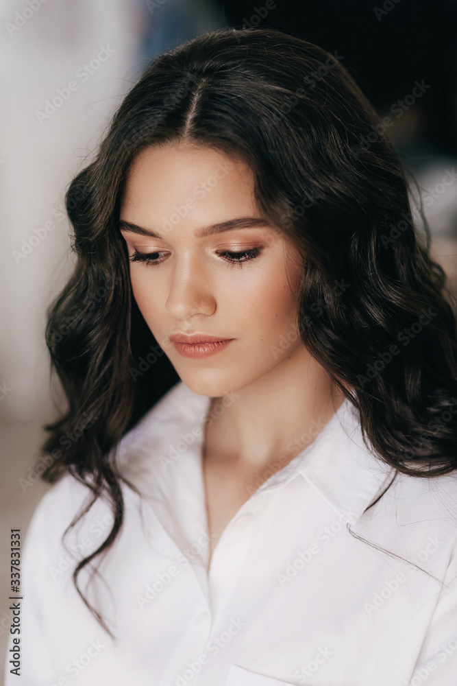 Portrait of beautiful young brunette girl with makeup Portrait of beautiful young brunette girl with makeup