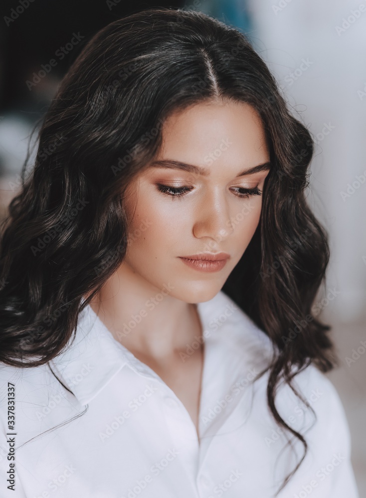 Portrait of beautiful young brunette girl with makeup Portrait of beautiful young brunette girl with makeup