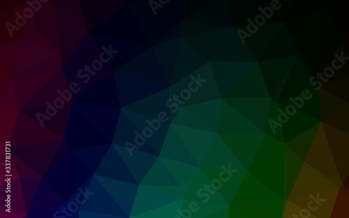 Dark Multicolor, Rainbow vector low poly cover. Colorful illustration in Origami style with gradient. Completely new design for your business.