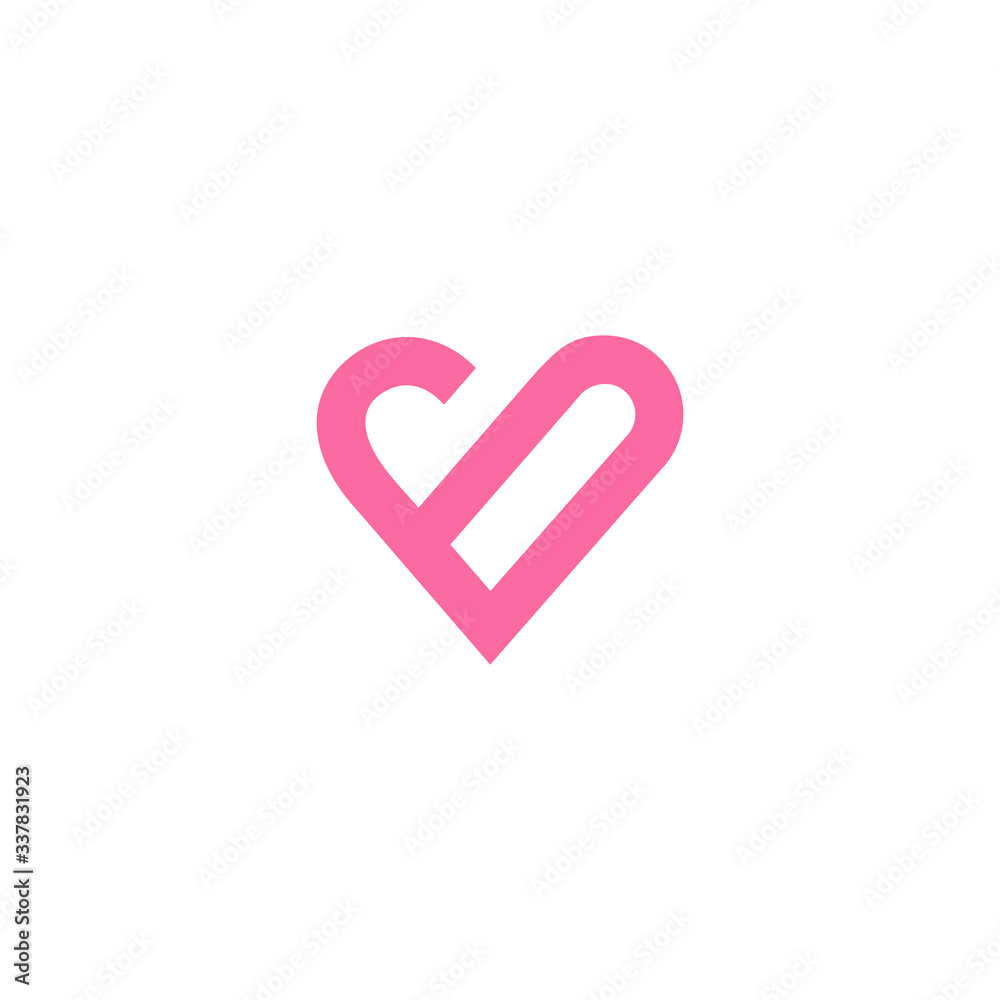 premium vector logo, love, modern, unique, feeling, affection, pink, monoline