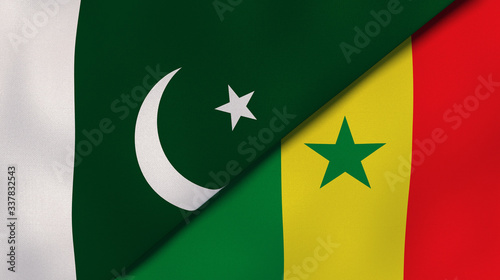 The flags of Pakistan and Senegal. News, reportage, business background. 3d illustration