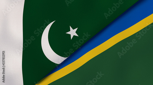 The flags of Pakistan and Solomon Islands. News, reportage, business background. 3d illustration photo