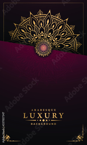 Luxury ornamental mandala design background with royal arabesque pattern arabic islamic east style. ornament elegant invitation wedding card , invite , backdrop cover banner illustration
