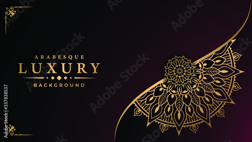 Luxury ornamental mandala design background with royal arabesque pattern arabic islamic east style. ornament elegant invitation wedding card , invite , backdrop cover banner illustration 