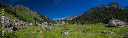 Nice landscape of Marcadau Valley in the French Pyrenees, Trip to Cauterets, France.