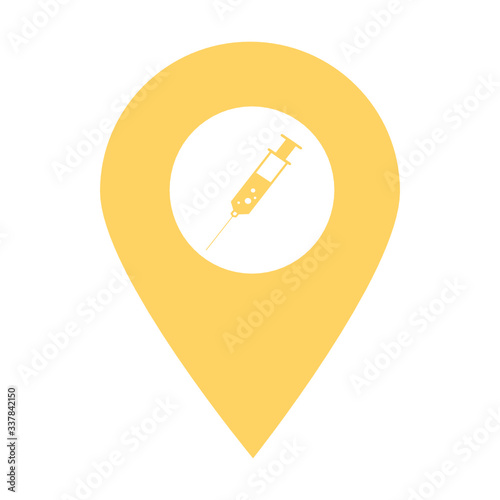 Syringe location map pin icon. Element of map point for mobile concept and web apps. Icon for website design and development, app development. Premium hospital, clinic, pharmacy icon sign