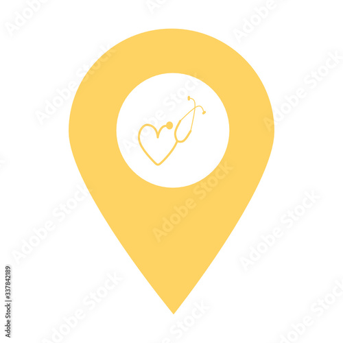Stethoscope location map pin icon. Element of map point for mobile concept and web apps. Icon for website design and development, app development. Premium hospital, clinic, pharmacy icon sign
