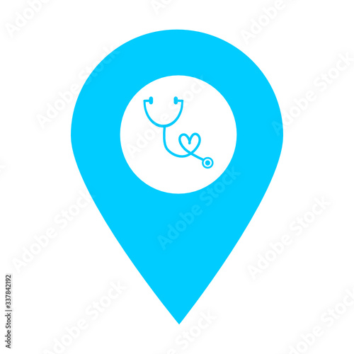 Stethoscope location map pin icon. Element of map point for mobile concept and web apps. Icon for website design and development, app development. Premium hospital, clinic, pharmacy icon sign