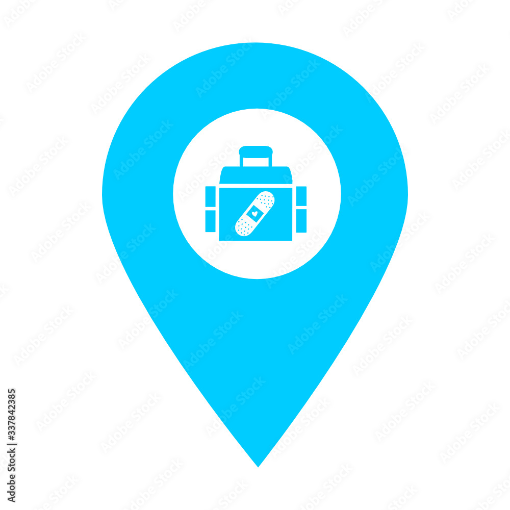 Aid kit bag location map pin icon. Element of map point for mobile concept and web apps. Icon for website design and development, app development. Premium hospital, clinic, pharmacy store icon sign Aid kit bag location map pin icon. Element of map point for mobile concept and web apps. Icon for website design and development, app development. Premium hospital, clinic, pharmacy store icon sign