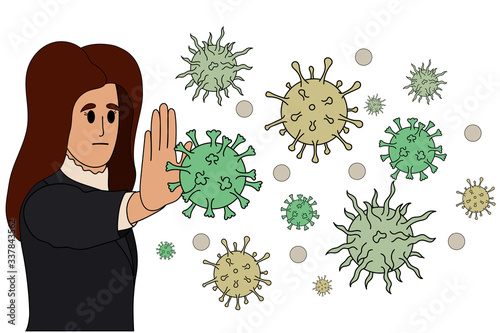Victory over the virus. Vaccine against the covid-19 coronavirus. People are fighting a pandemic. The virus will not pass. Protect from viruses and infections. Flat Cartoon Vector Illustration.